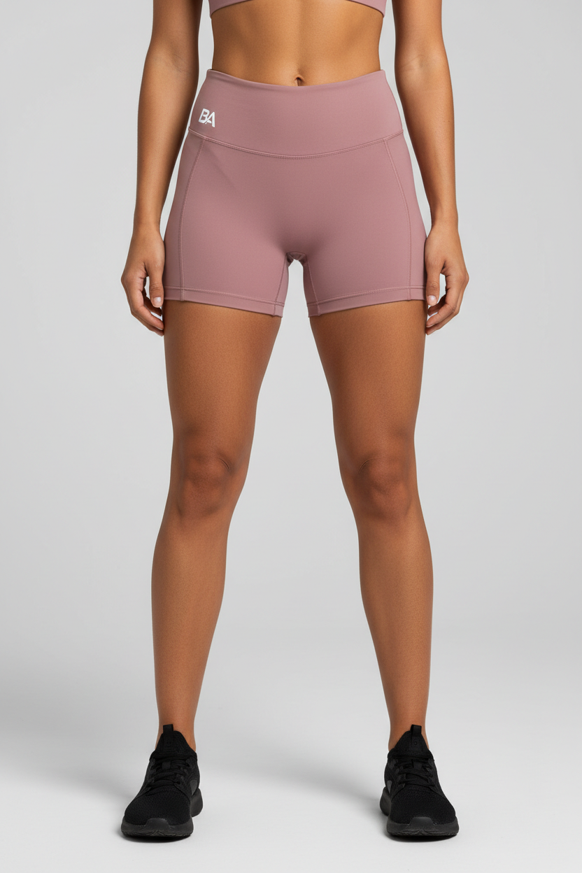 Mauve High-Waisted Shorts Front